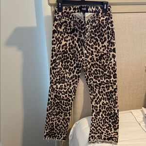PAIGE Hoxton Straight Ankle Animal Print Denim Pants